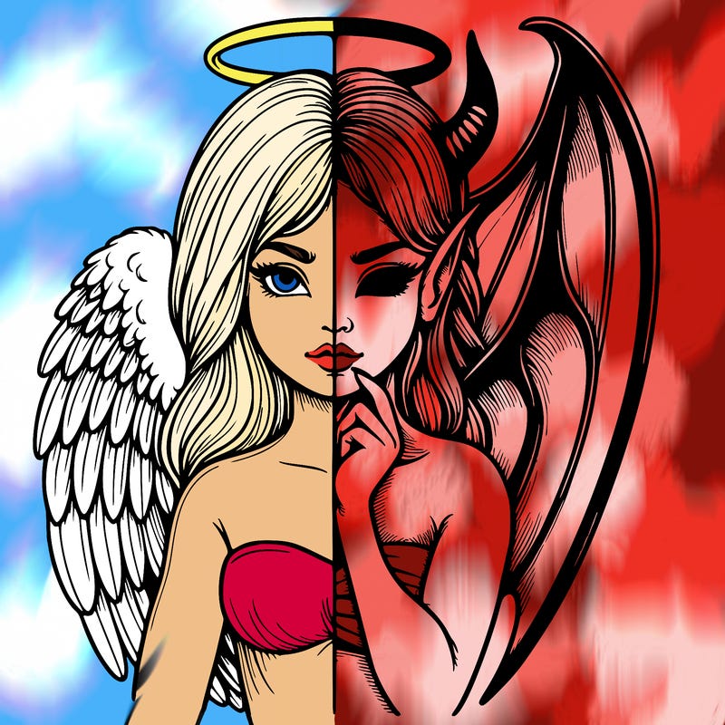 realistic angel half demon