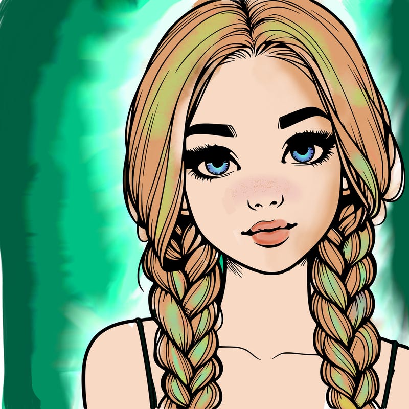 realistic girl with braids