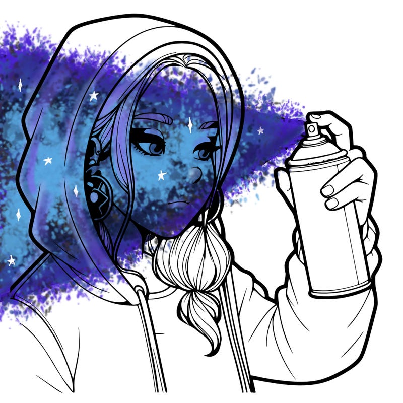 a realistic girl, spray painting