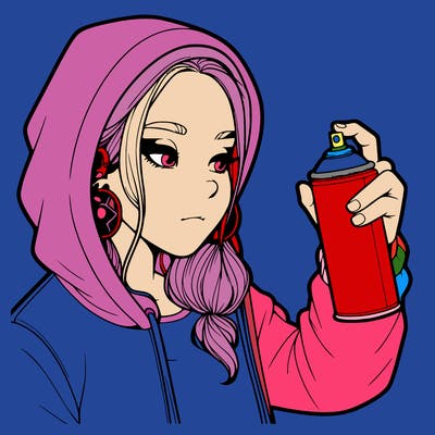 a realistic girl, spray painting