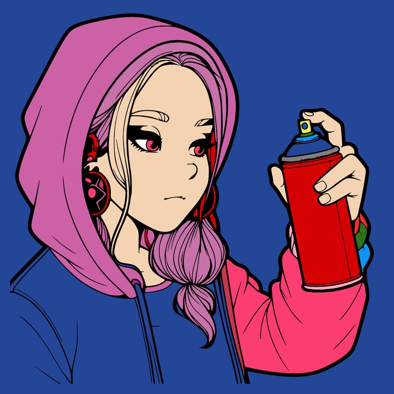 a realistic girl, spray painting