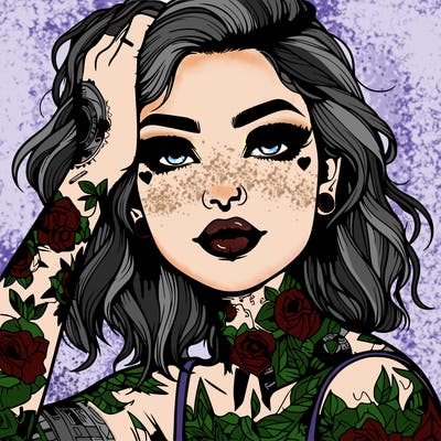 realistic girl with tattoos all over