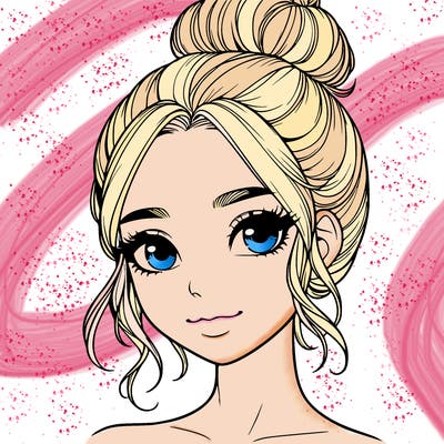 realistic pretty girl with hair in bun