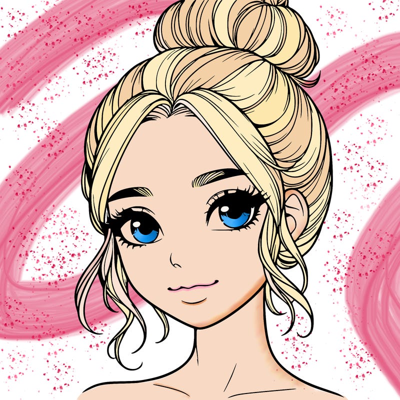 realistic pretty girl with hair in bun