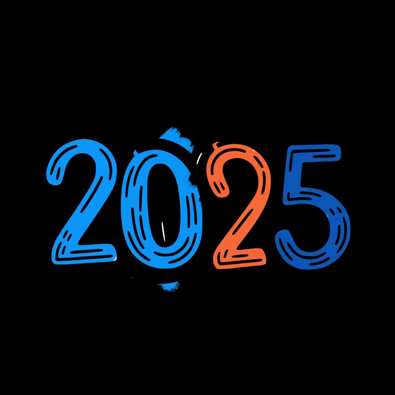 one line scrawled numbers sketch design “2025”