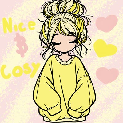 girl with baggy sweatshirt and messy bun