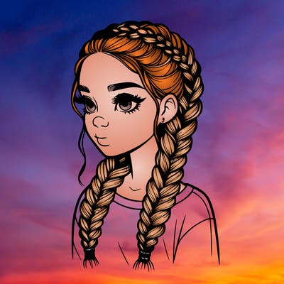 realistic girl with braids