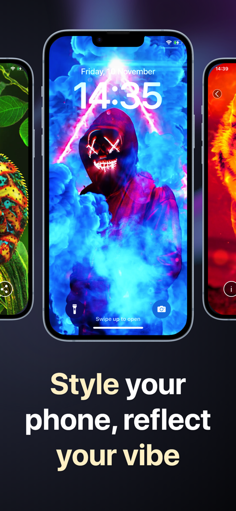 Display of various aesthetic AI generated live wallpapers on iPhone lock screens