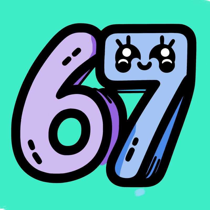 the numbers 67