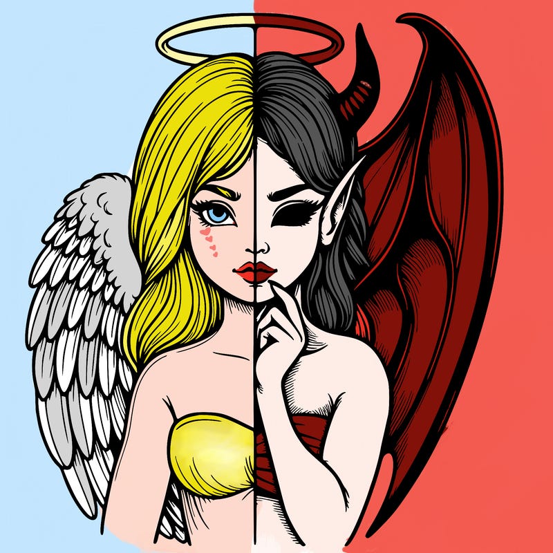 realistic angel half demon