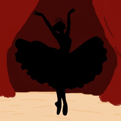 a delicate ballerina with her costume in motion.