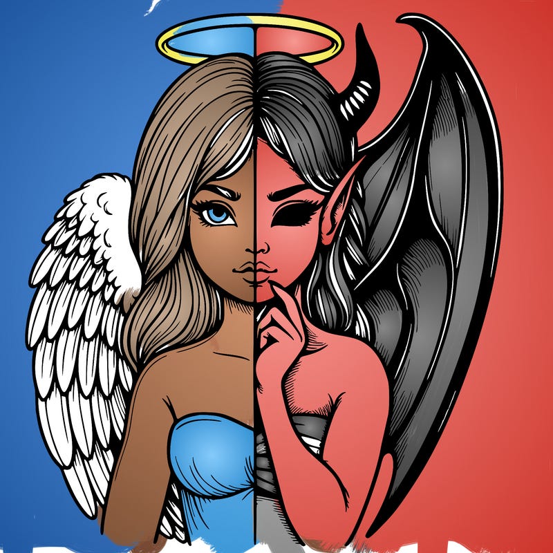 realistic angel half demon