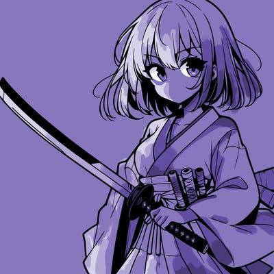 manga character girl with a katana