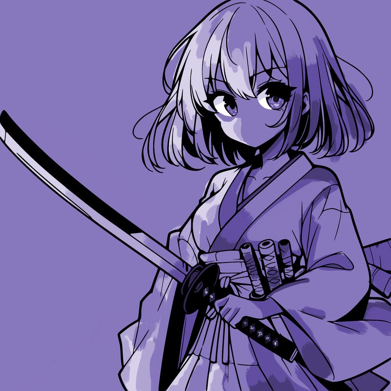 manga character girl with a katana