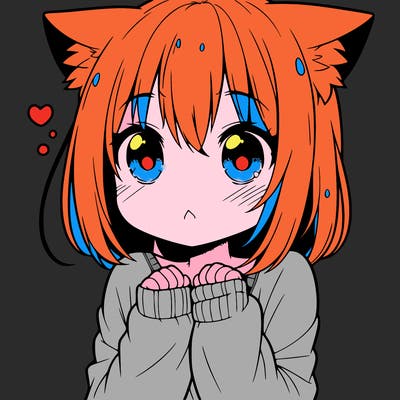 shy anime catgirl