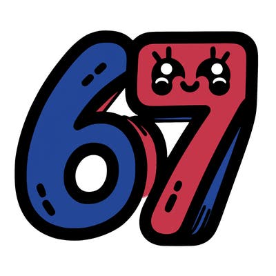 the numbers 67