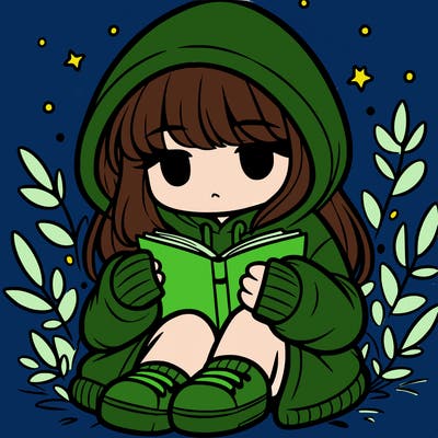 girl in oversized hoodie reading a book