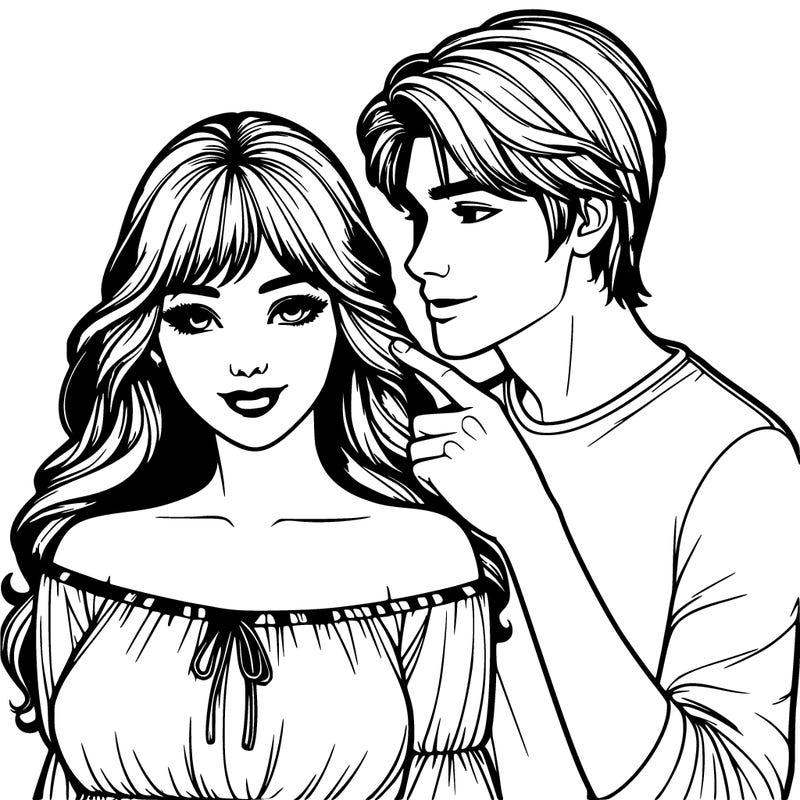 realistic girl and boy flirting