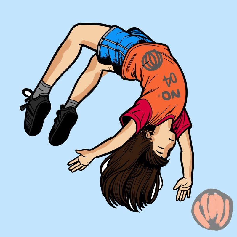 realistic girl doing a backflip
