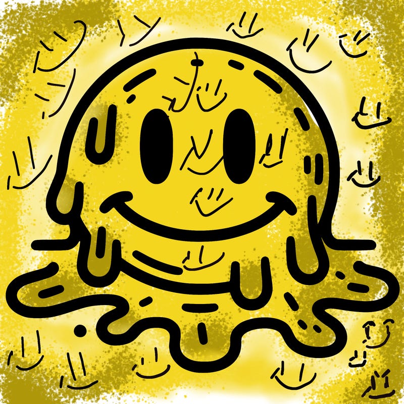 . melting smiley face