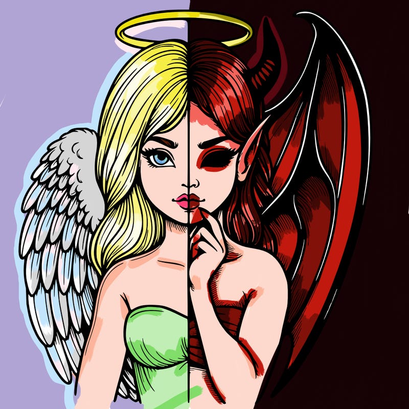 realistic angel half demon