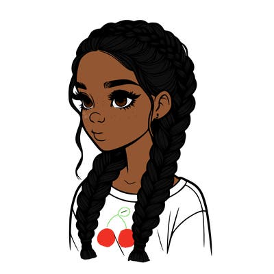 realistic girl with braids