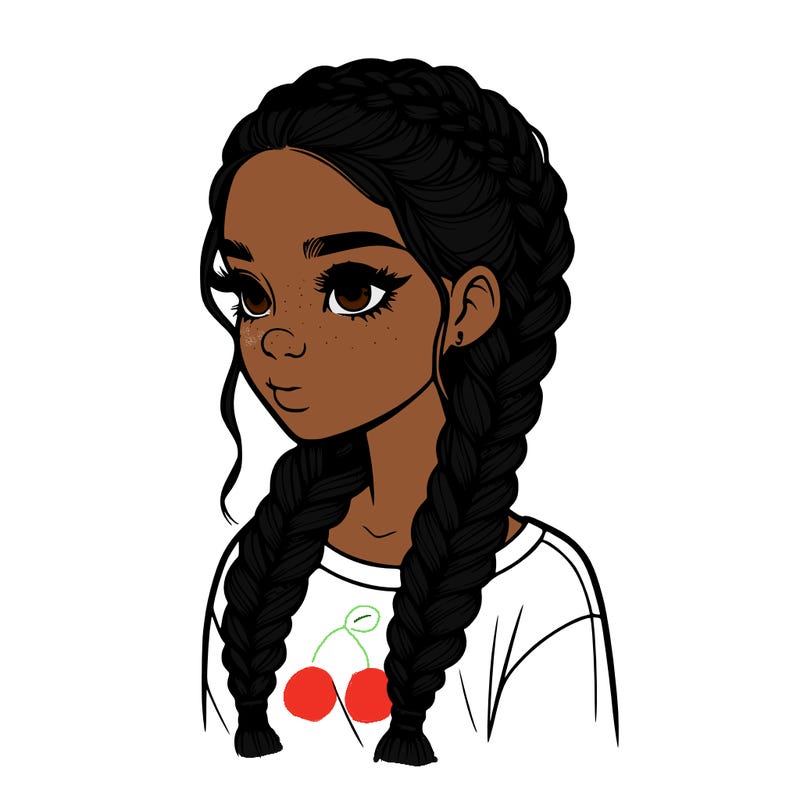 realistic girl with braids