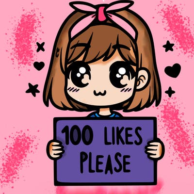 girl holding sign saying 100 likes please