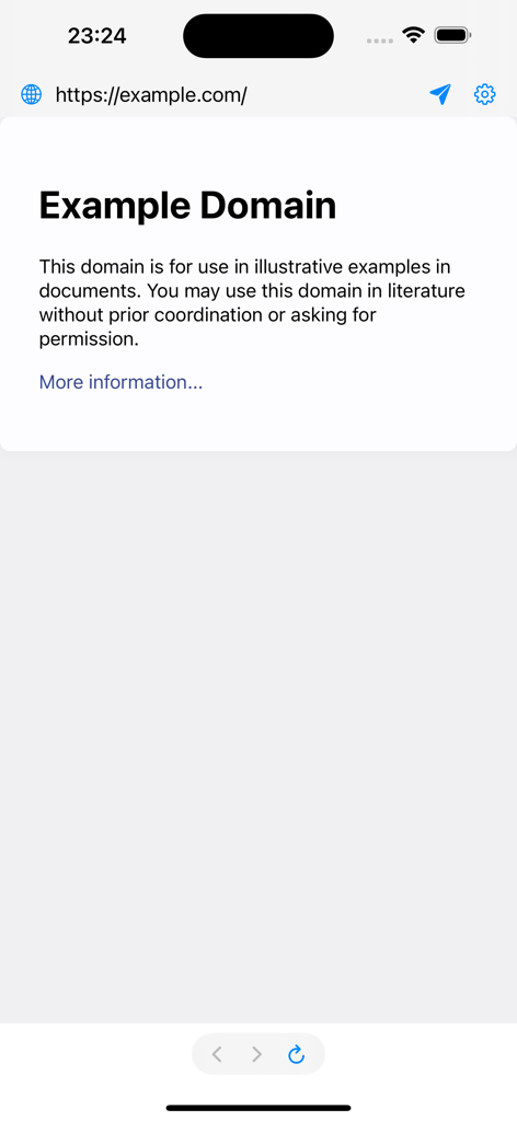 WebView Inspector - WebView Inspector app displaying a website in a native iOS WKWebView for developer testing