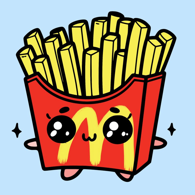 a cute. french fries