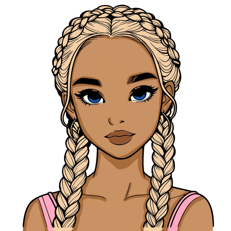 realistic girl with braids