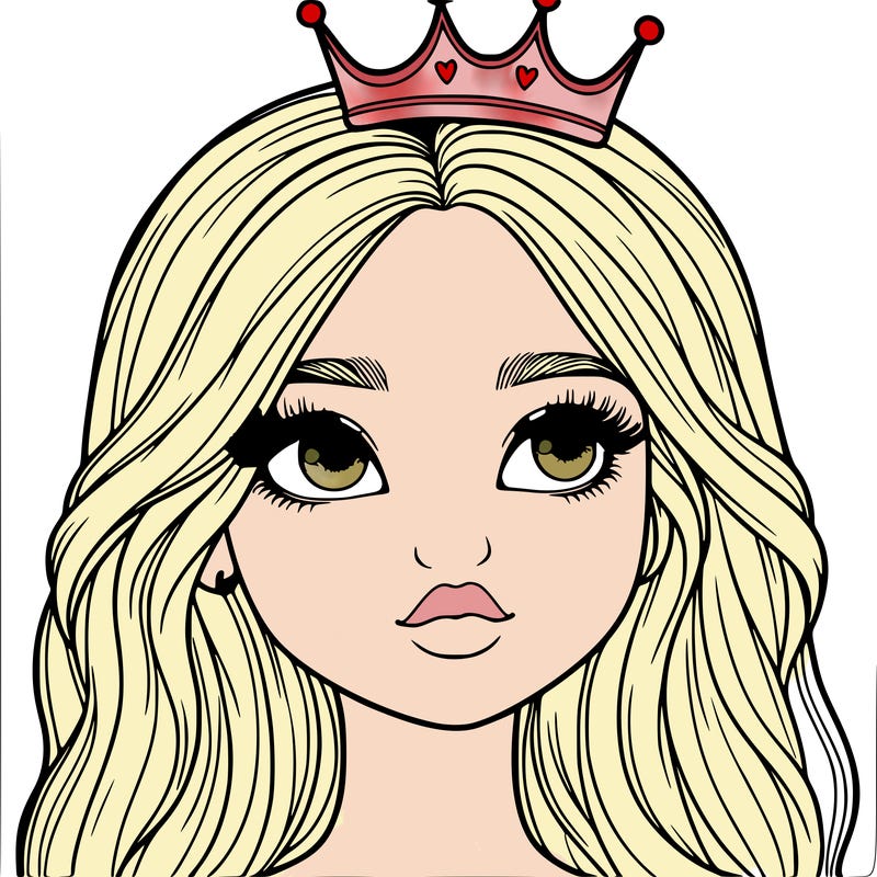 a realistic girl with a crown on