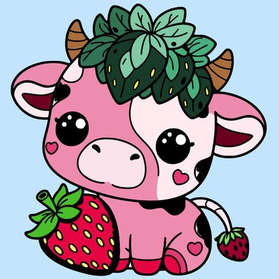 cute strawberry cow
