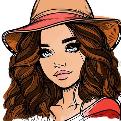 realistic girl with hat