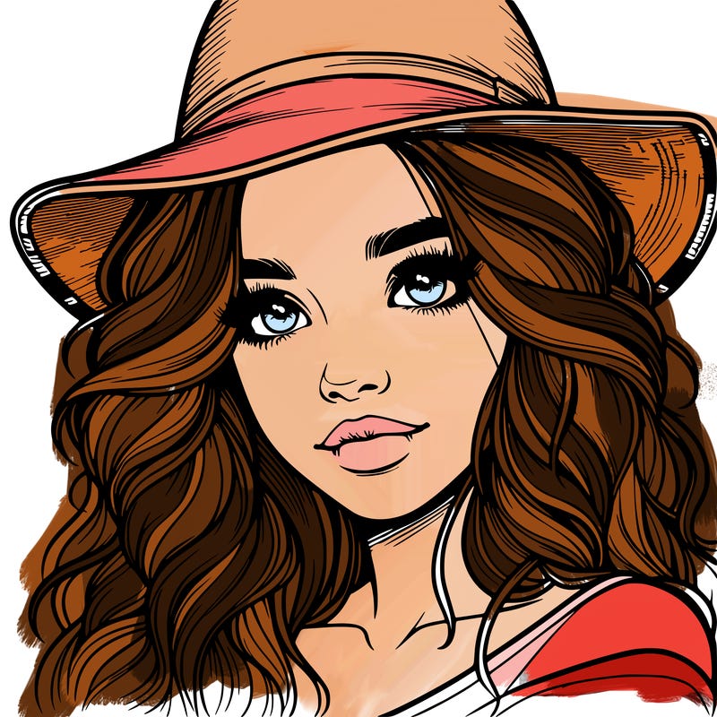 realistic girl with hat