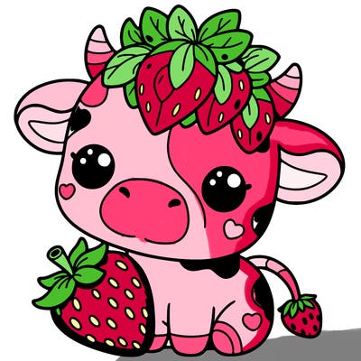 cute strawberry cow