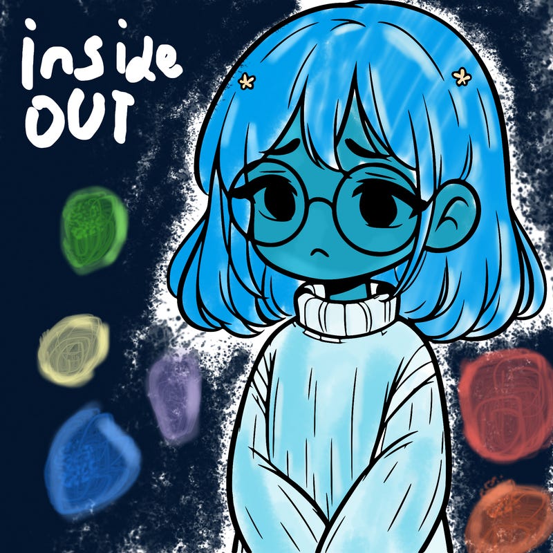 sad girl with glasses in a sweater