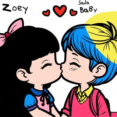 boy and girl kissing