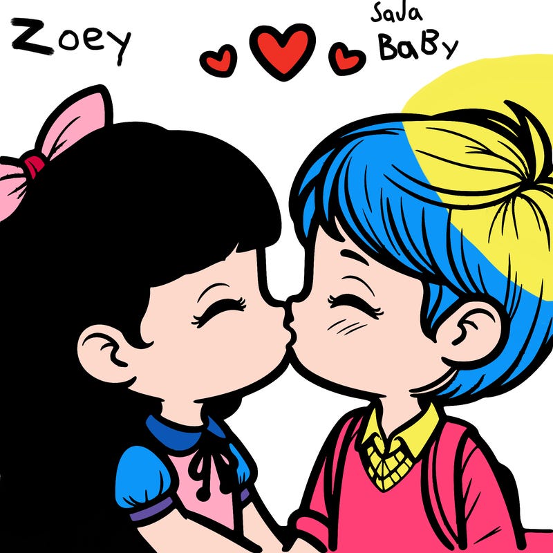 boy and girl kissing