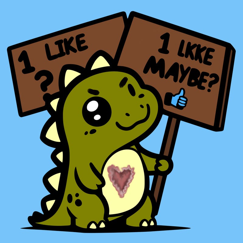 chibi dinosaur holding a sign saying 1 like maybe?