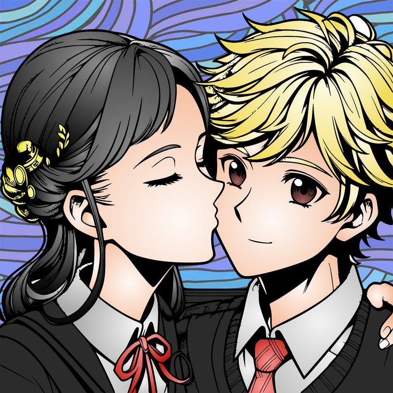 realistic anime girl kissing realistic anime boy