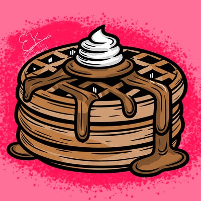 waffles topped with syrup