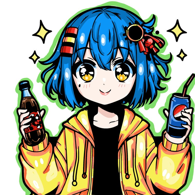 anime girl holding a soda