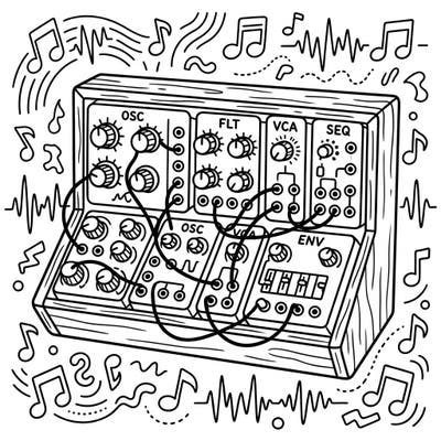 Ignite creativity with this exciting modular synthesizer coloring page, specially designed for young music enthusiasts. Kids aged 4-8 will love bringing this awesome instrument to life with their favorite colors.
