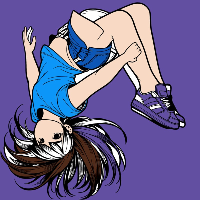 realistic girl doing a backflip