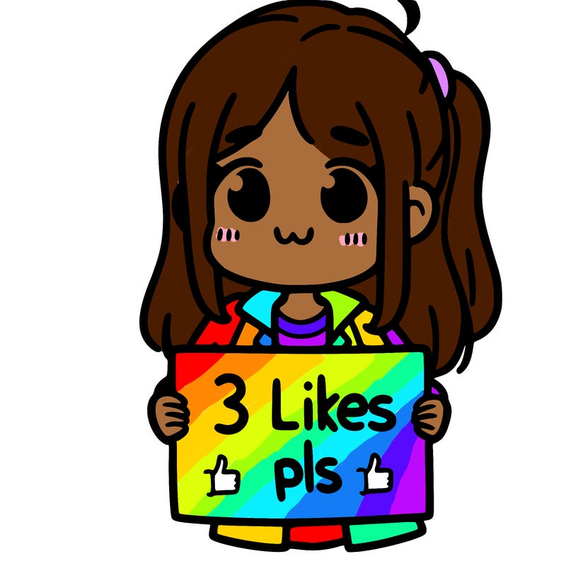 girl holding sign saying 3 likes pls