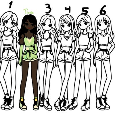 a group of girls wearing crop tops and shorts