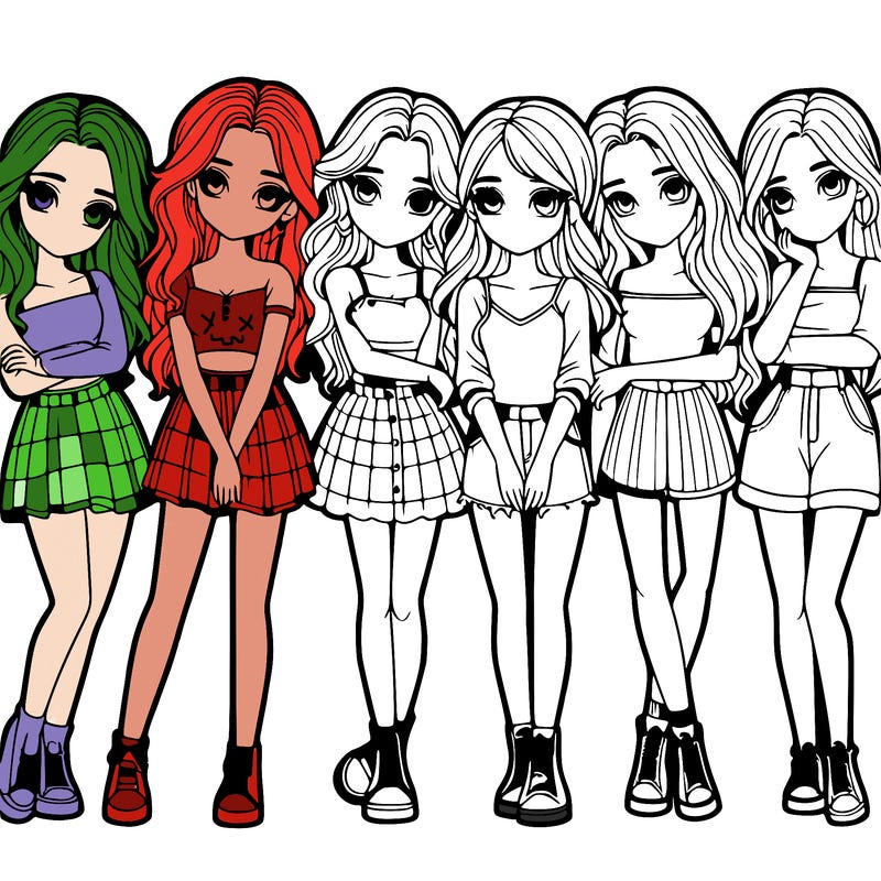 a group of girls realistic