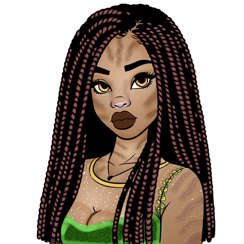 a realistic black girl with braids