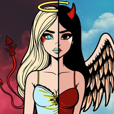 devil vs angel realistic girl